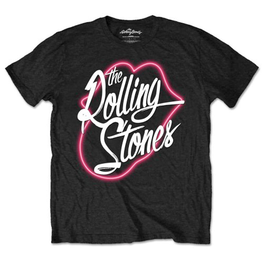 The Rolling Stones - Neon Lips - Black  T-shirt