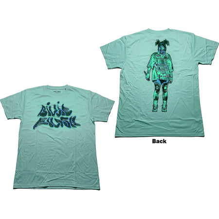 Billie Eilish - Neon Logo Billie with Backprint - Blue t-shirt
