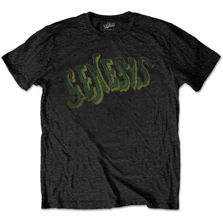 Genesis - Vintage Green Logo - Black t-shirt