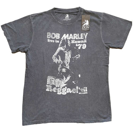 Bob Marley - Hawaii- Snow Wash Finish Charcoal Grey t-shirt