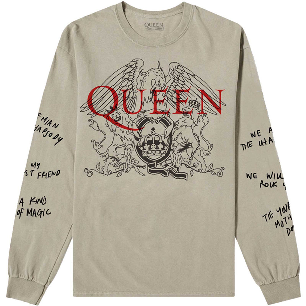 Queen - Freddie Mercury - Handwritten -Long sleeve Sand  t-shirt