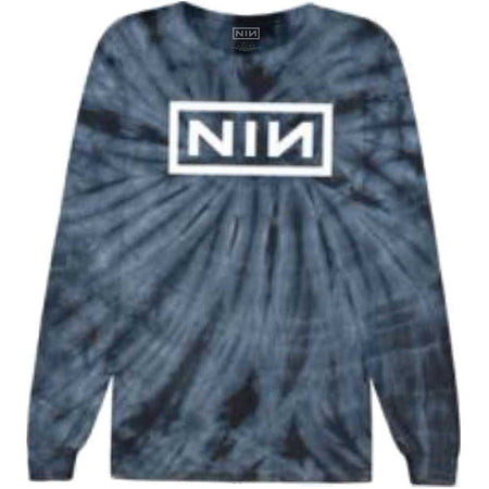 Nine Inch Nails - Logo -Long sleeve Blue Dip Dye  t-shirt