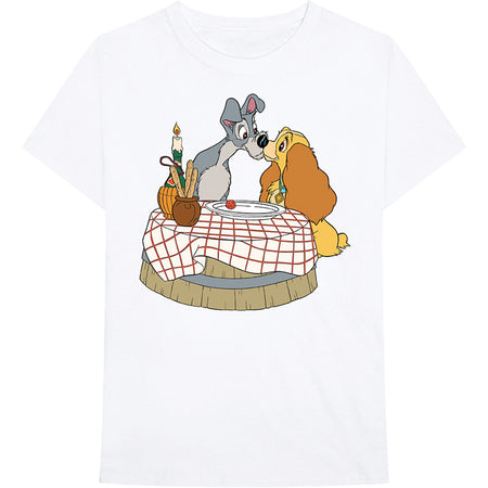Disney - Lady & The Tramp-Kissing Pose - White t-shirt