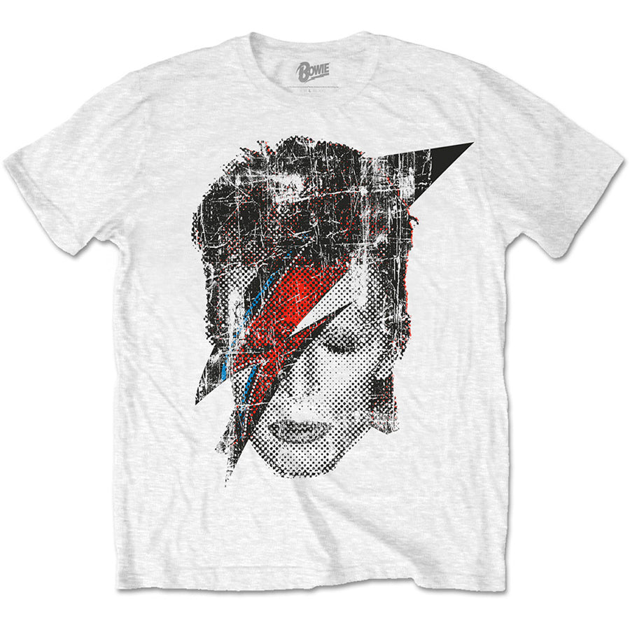 David Bowie - Halftone Flash Face - White t-shirt