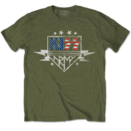 Kiss - Army Lightning - Military Green t-shirt
