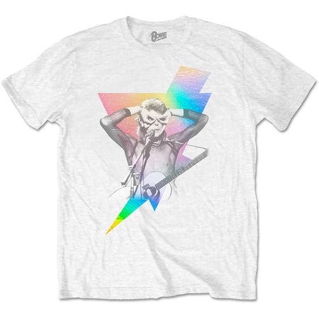 David Bowie - Holographic Bolt With Foil Application - White t-shirt