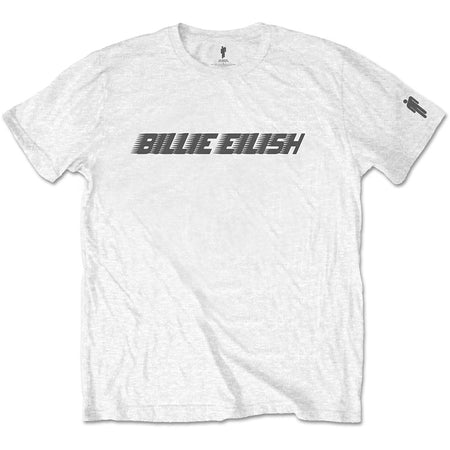Billie Eilish - Black Racer Logo with Sleeve Print - White t-shirt