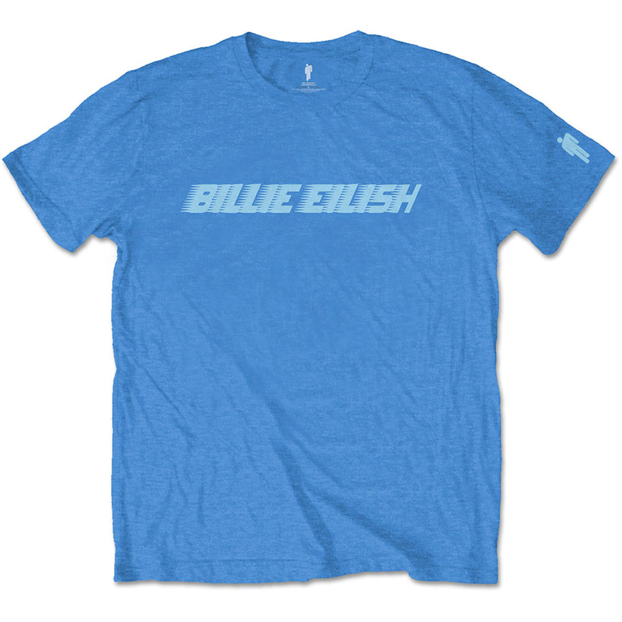 Billie Eilish - Blue Racer Logo with Sleeve Print - Blue t-shirt