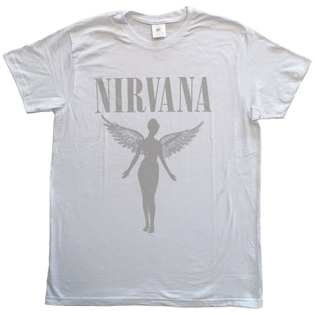 Nirvana - Kurt Cobain - In Utero Tour with Tour Backprint - White  t-shirt