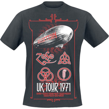 Led Zeppelin - UK Tour 71 - Black T-shirt