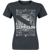 Led Zeppelin - Vintage Print-Led Zeppelin 1- Girl's Junior Black T-shirt