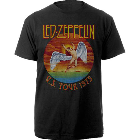 Led Zeppelin - US Tour 1975 - Black  T-shirt
