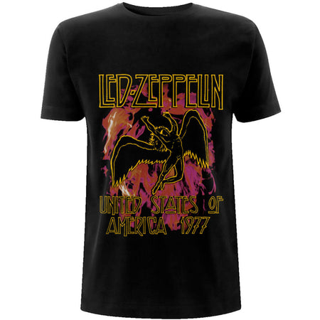 Led Zeppelin - Black Flames - Black  T-shirt