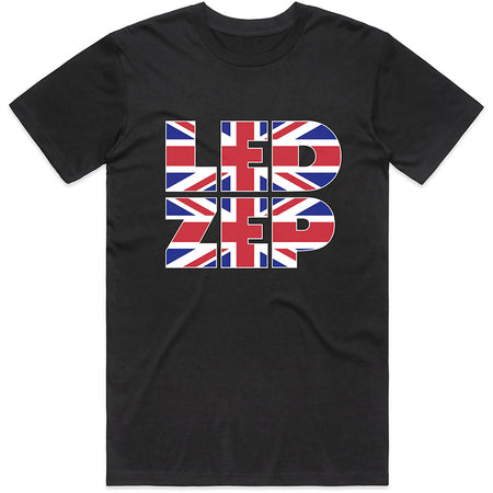 Led Zeppelin - Union Jack Type - Black  T-shirt