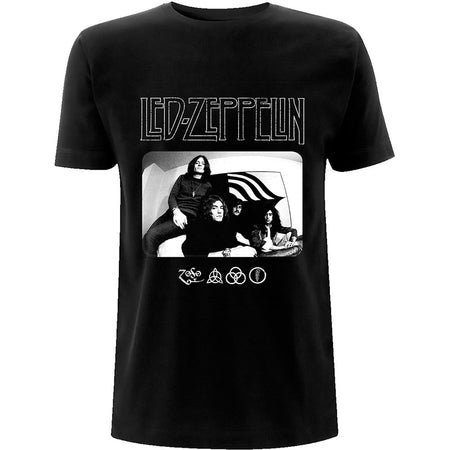 Led Zeppelin - Icon Logo Photo - Black T-shirt