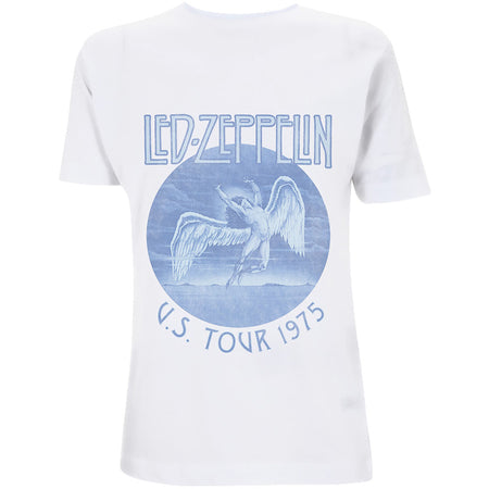 Led Zeppelin - Tour 75 Blue Wash - White T-shirt