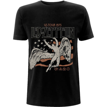 Led Zeppelin - US 1975 Tour Flag - Black T-shirt