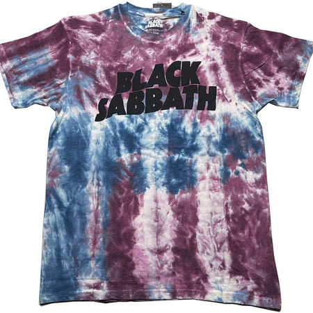 Black Sabbath. - Wavy Logo - Blue  & Red  Dye Wash t-shirt