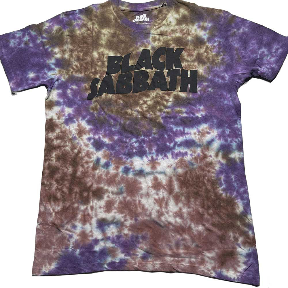 Black Sabbath. - Wavy Logo - Purple and Brown  Dye Wash t-shirt