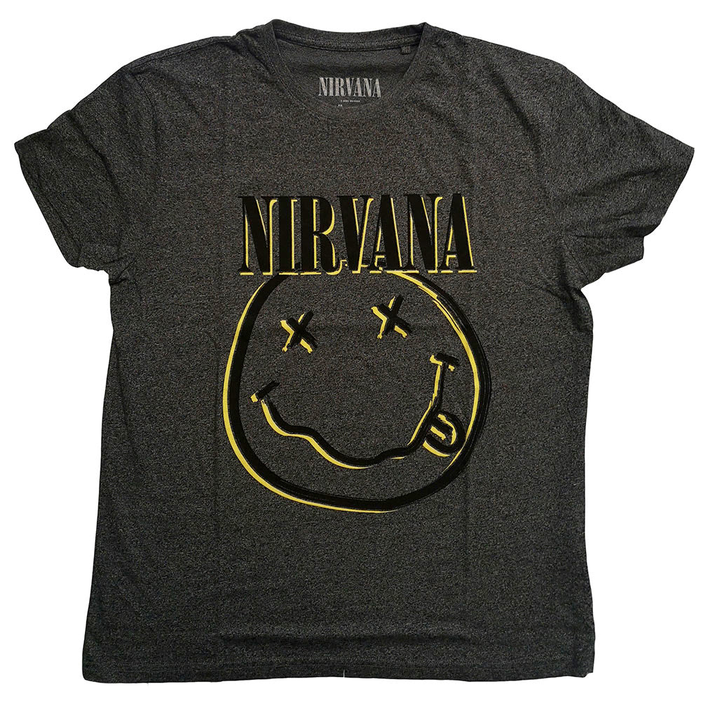 Nirvana - Kurt Cobain - Inverse Smiley - Brindle colored t-shirt