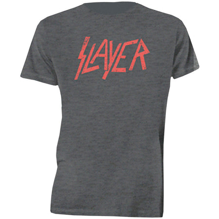 Slayer - Distressed Logo - Charcoal Grey t-shirt