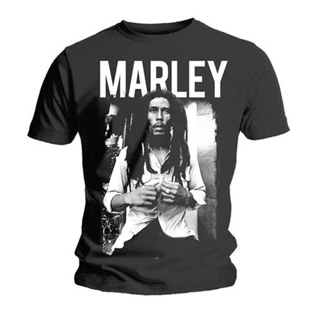 Bob Marley - Black & White - Black T-shirt