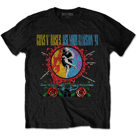 Guns N Roses -Use Your Illusion 91 Circle Splat - Black t-shirt