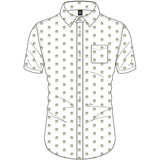 Queen - Crest Pattern Logo - Casual Button Down White Shirt