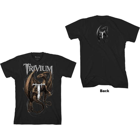 Trivium - Perched Dragon with Back Print - Black T-shirt