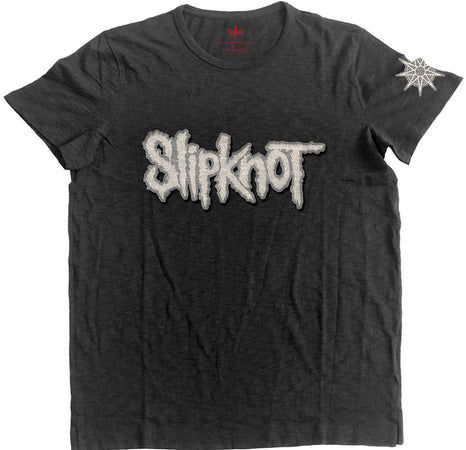 Slipknot - Logo and Star with Applique Motif - Black Slab Cotton t-shirt