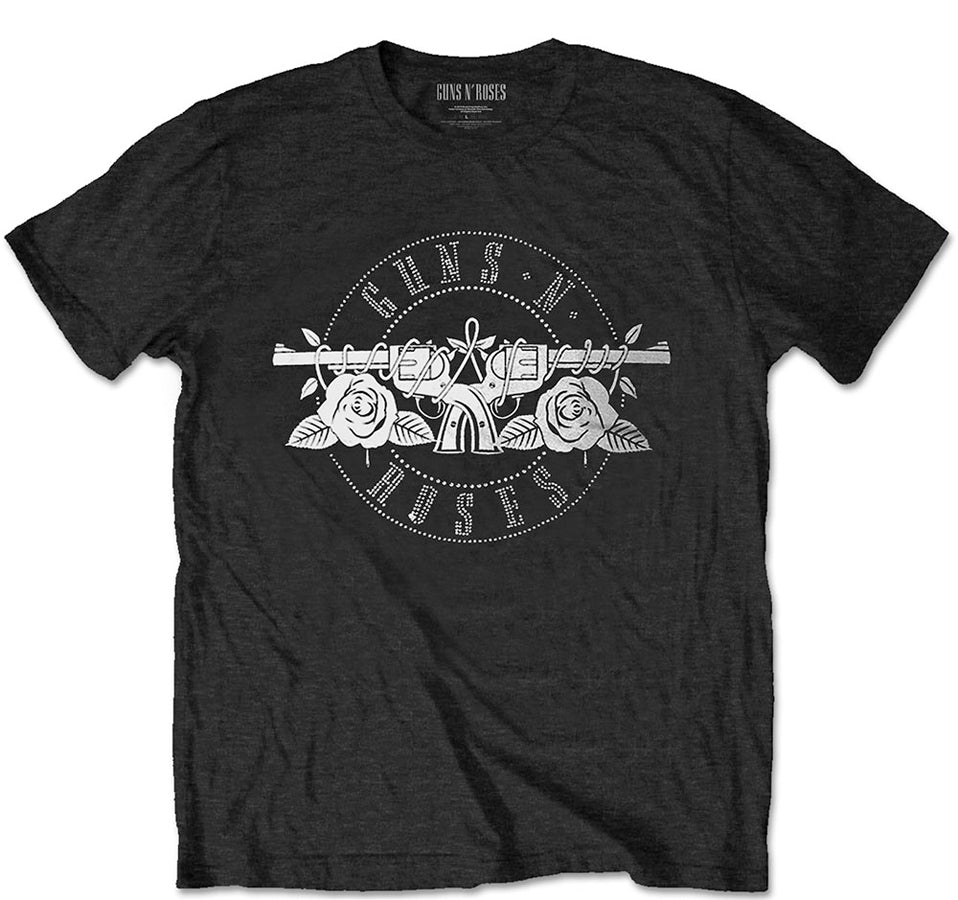Guns N Roses -Circle Logo With Diamante Crystal Highlights - Black t-shirt