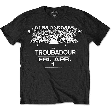 Guns N Roses -Troubadour Flyer - Black t-shirt
