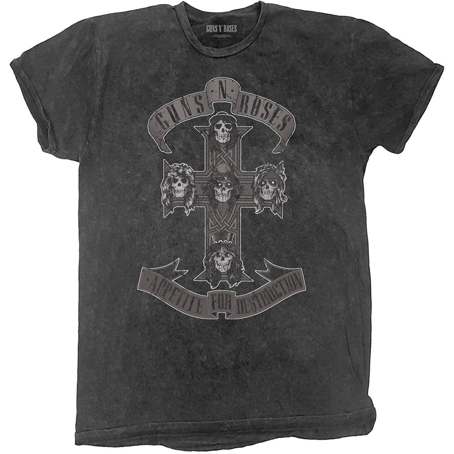 Guns N Roses -Monochrome Cross-Dip Dye - Black t-shirt