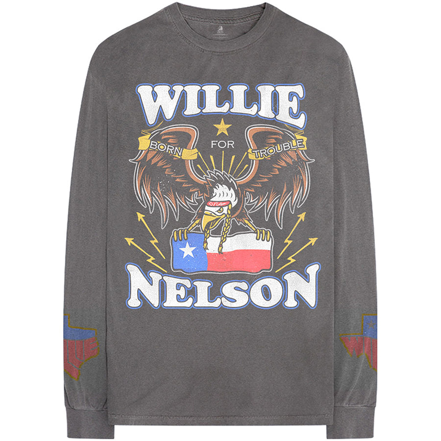 Willie Nelson - Texas Pride - Longsleeve Charcoal Grey  T-shirt