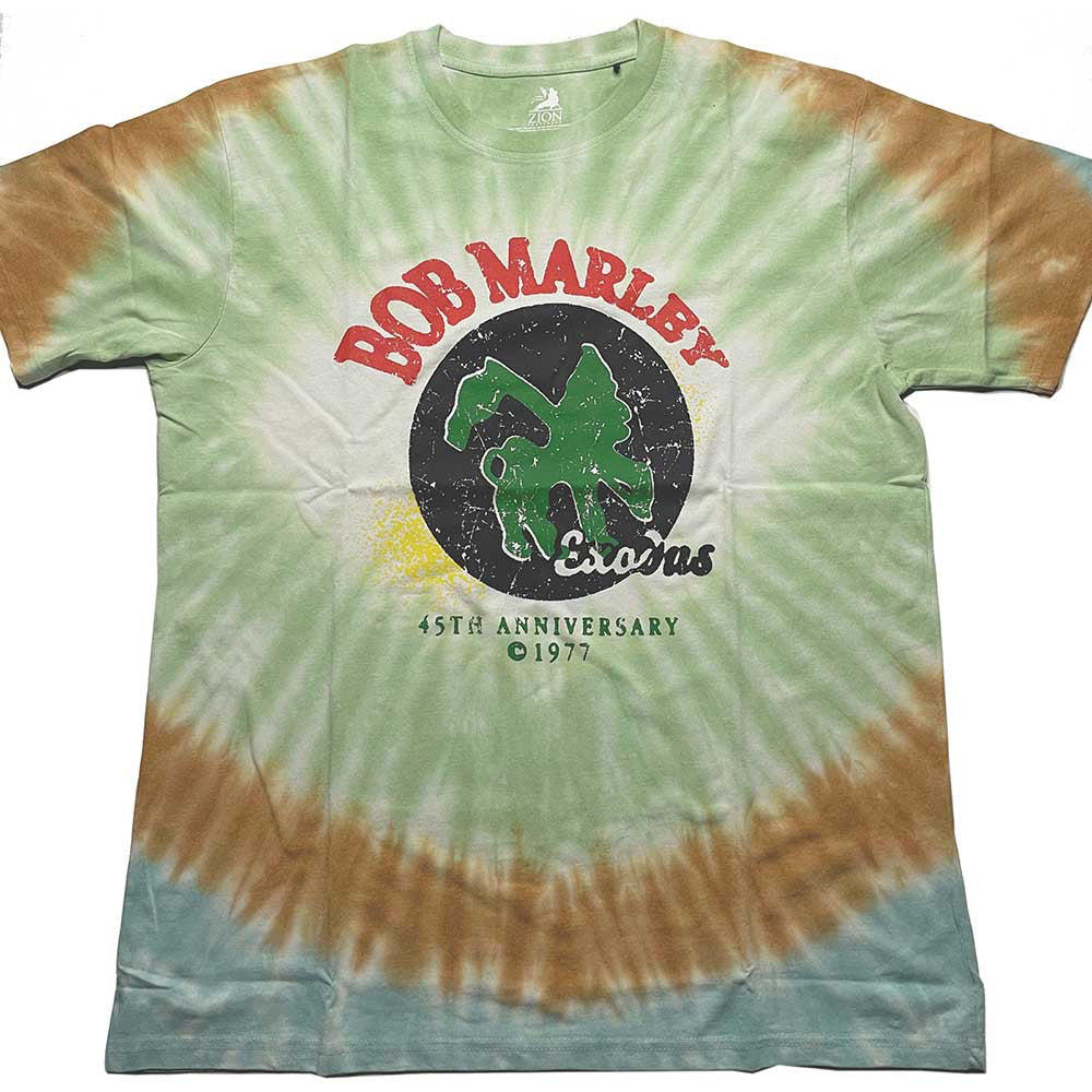 Bob Marley - 45th Anniversary - Green Dye. Wash t-shirt