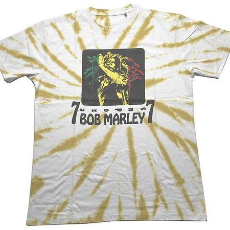 Bob Marley - 77 - White Dye. Wash t-shirt