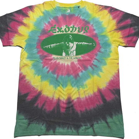 Bob Marley - Exodus Oval - Multicolor  Dye. Wash t-shirt