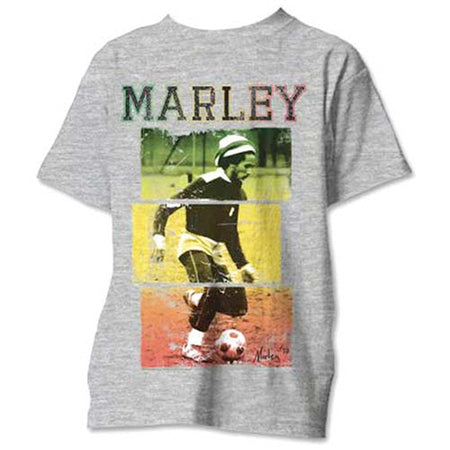 Bob Marley - Football Text - Grey T-shirt