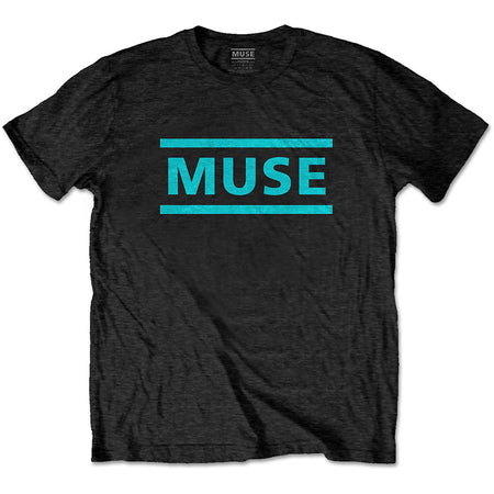 Muse - Light Blue Logo - Black t-shirt