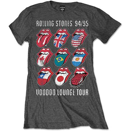 The Rolling Stones - Voodoo Lounge Tongues - Ladies Charcoal Grey T-shirt