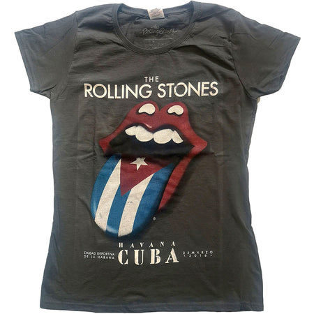 The Rolling Stones - Havana Cuba - Ladies Charcoal T-shirt