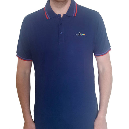 Pink Floyd - Embroidered Dark Side Of The Moon Logo - Navy Blue Polo Shirt