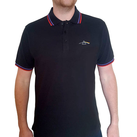 Pink Floyd - Embroidered Dark Side Of The Moon Logo - Black Polo Shirt
