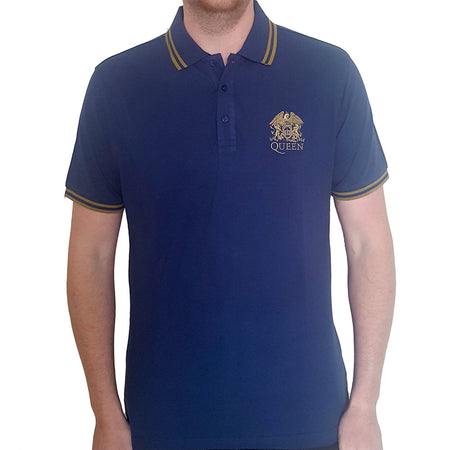 Queen - Embroidered Crest Logo - Navy Blue Polo Shirt