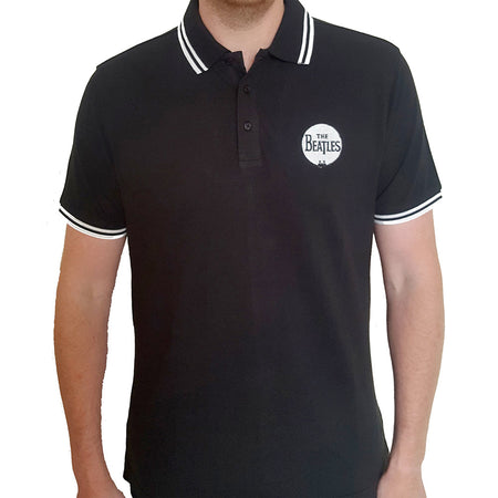 The Beatles - Embroidered Drum Logo - Black Polo Shirt