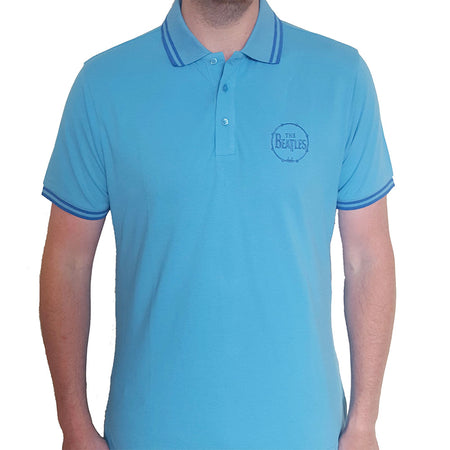 The Beatles - Embroidered Drum Logo - Light Blue Polo Shirt