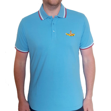 The Beatles - Embroidered Yellow Submarine Logo - Light Blue Polo Shirt