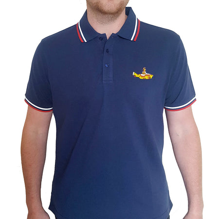 The Beatles - Embroidered Yellow Submarine Logo - Navy Blue Polo Shirt