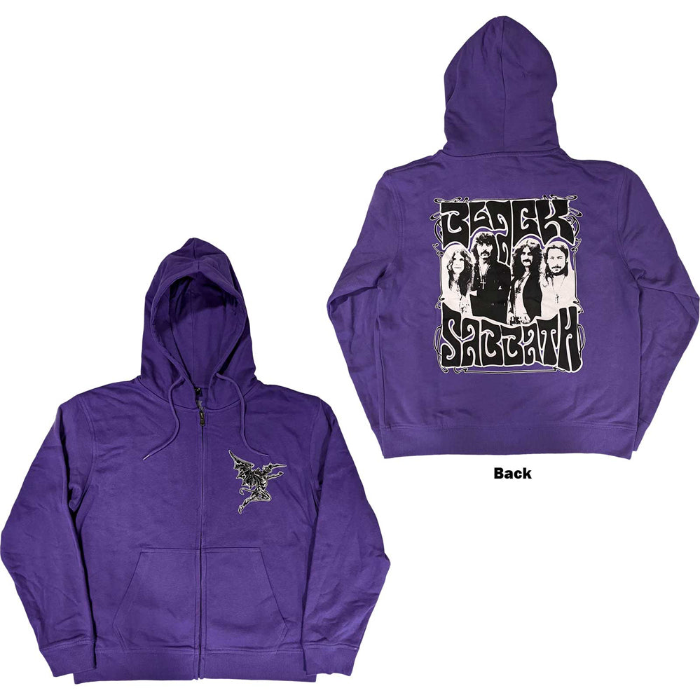 Black Sabbath - Henry Pocket Logo w/backprint - Zipped Purple Hooded Sweatshirt