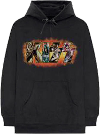 Kiss - Comic Logo - Black Hooded Sweatshirt